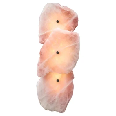 Petra I Triple Rose Quartz Sconce by Christopher Boots