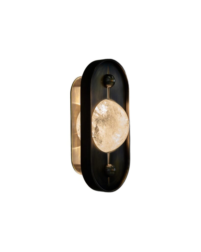 Quartz Crystal Centralized Oval Shape Brass Wall Sconce by Christopher Boots 1 1