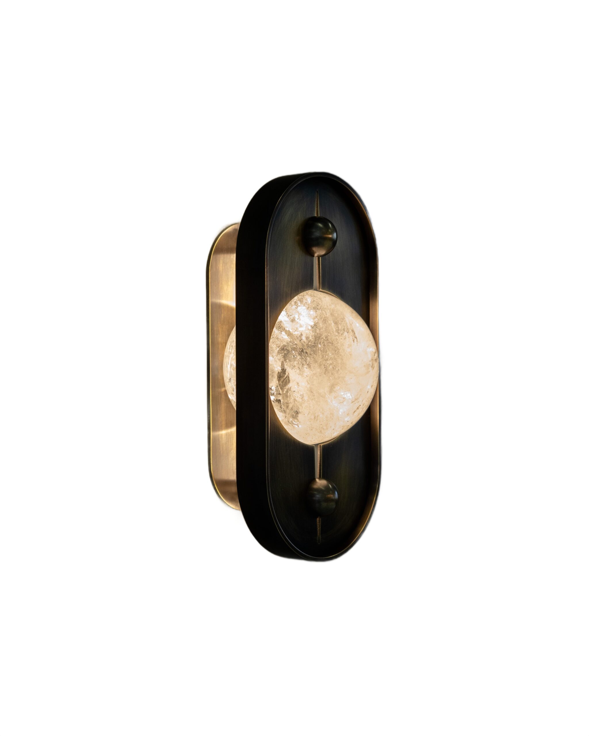 Quartz Crystal Centralized Oval Shape Brass Wall Sconce by Christopher Boots 1 1