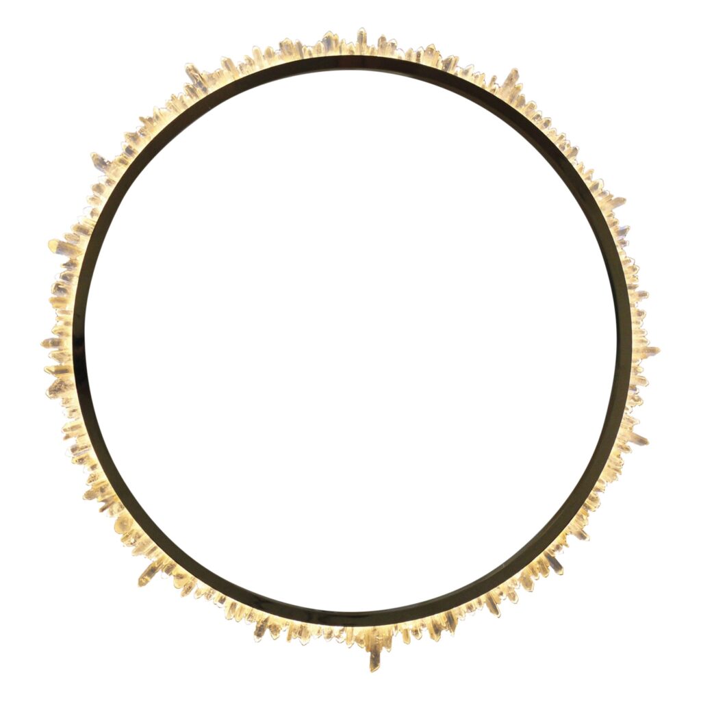 Sunburst Effect Circular Quartz Crystal and Brass Sconce by Christopher Boots 1