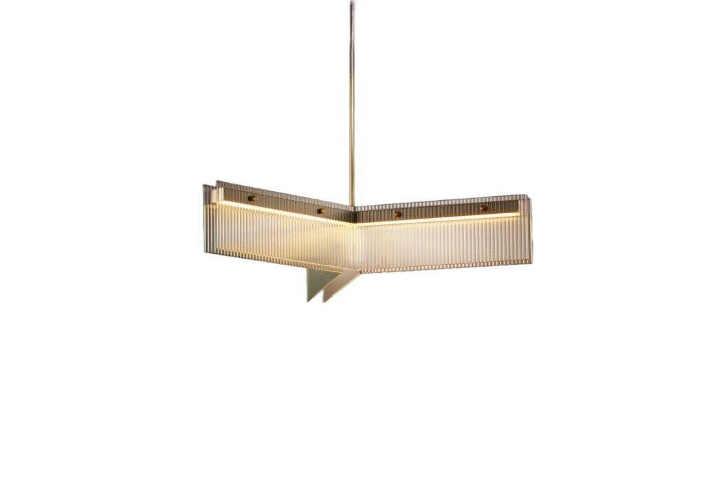 Three Angled Arm Brass and Aluminium Pendant Light by Christopher Boots 1 1