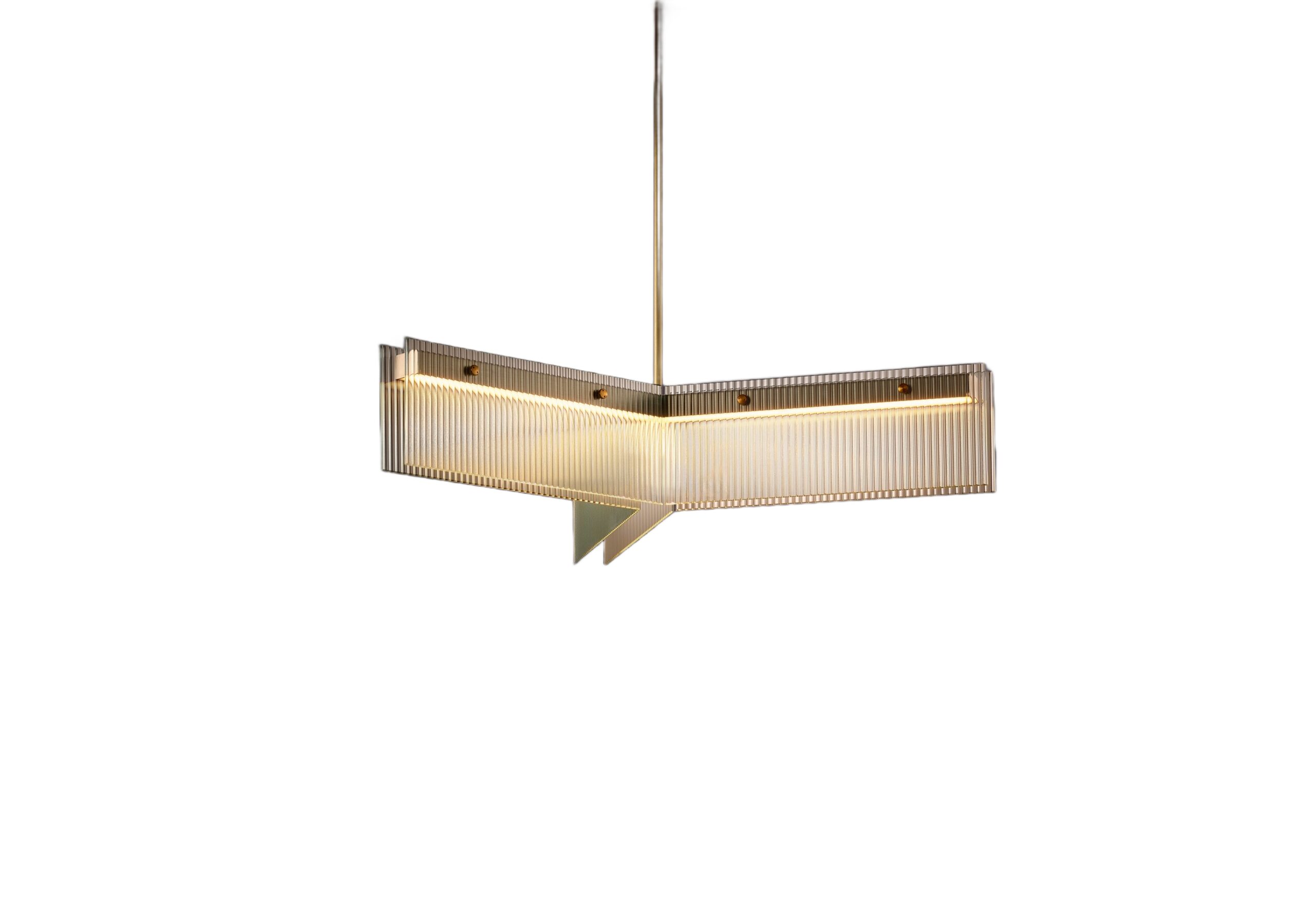 Three Angled Arm Brass and Aluminium Pendant Light by Christopher Boots 1 1