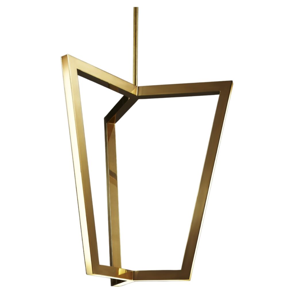 Three Dimensional Geometric Shape Gold Brass Pendant Light by Christopher Boots 1