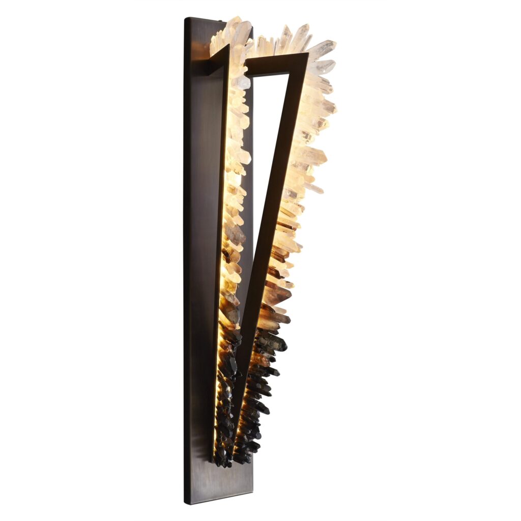 Triangle with Diagonal Side Bronze and Crystal Wall Lamp by Christopher Boots 1