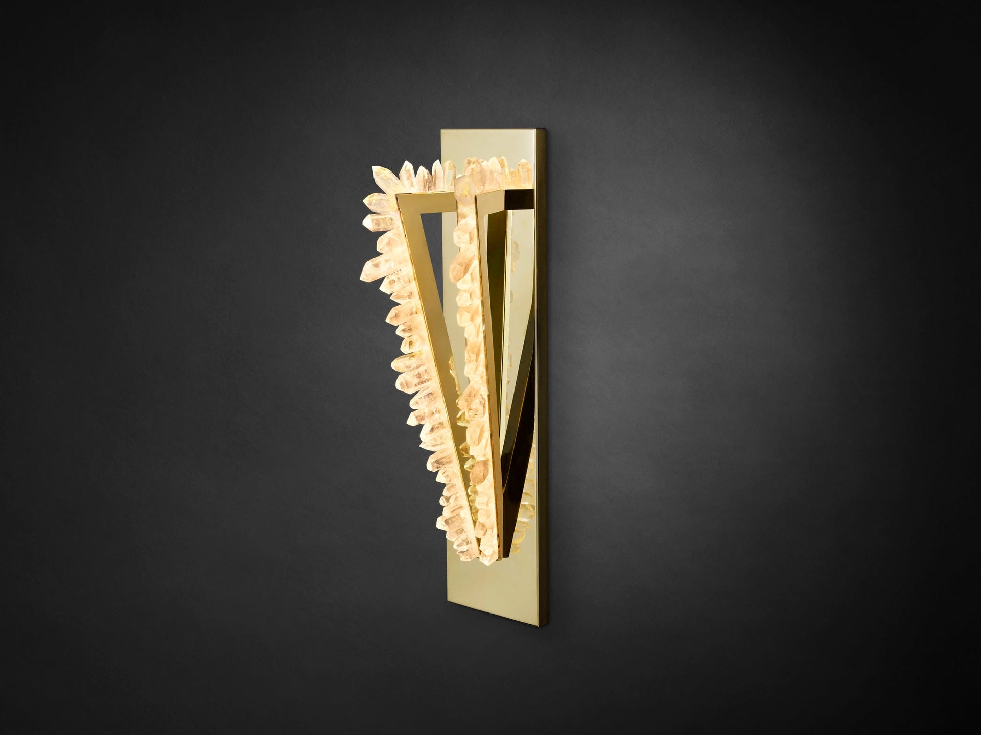 Triangle with Diagonal Side Bronze and Crystal Wall Lamp by Christopher Boots 5