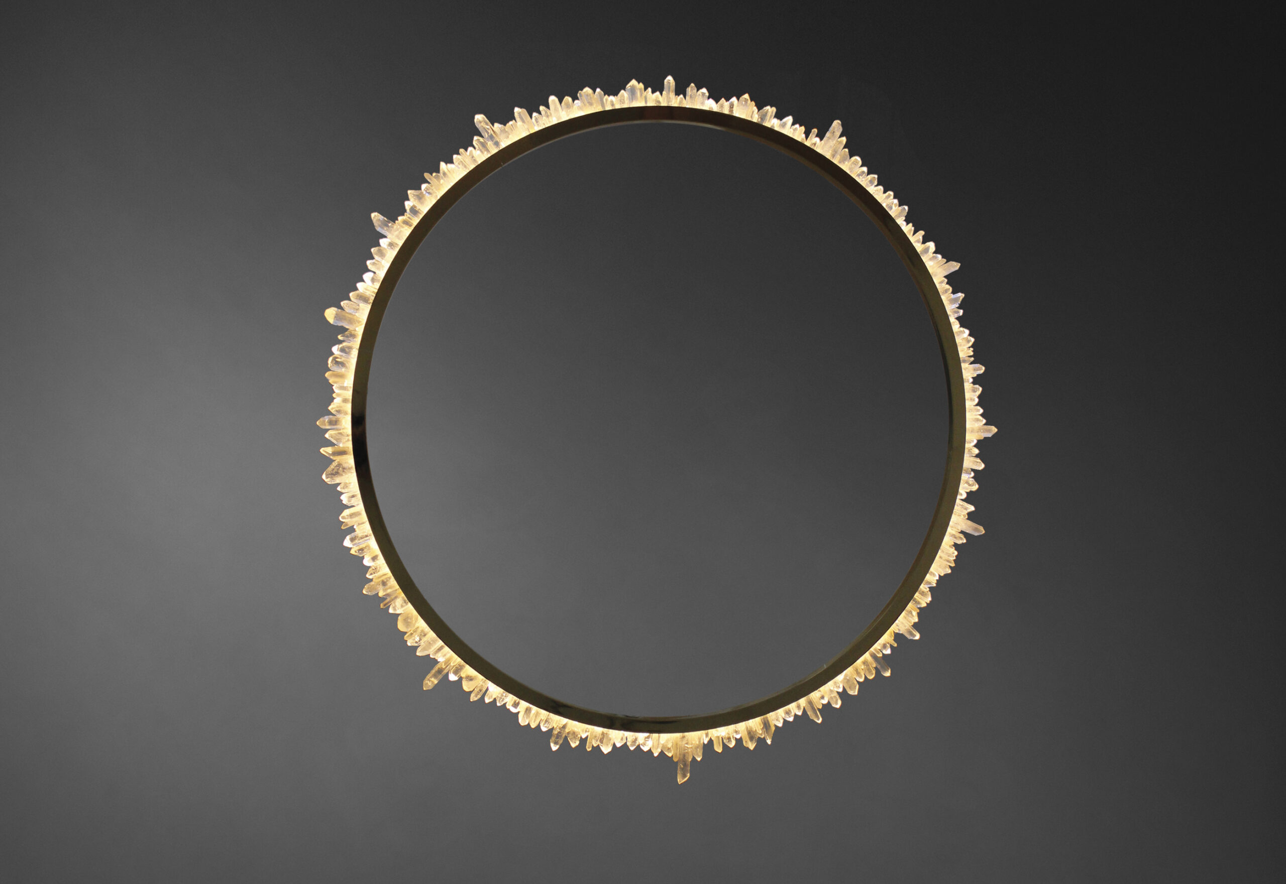 Unique Inward Quartz Crystal and Brass Circular Sconce by Christopher Boots 3