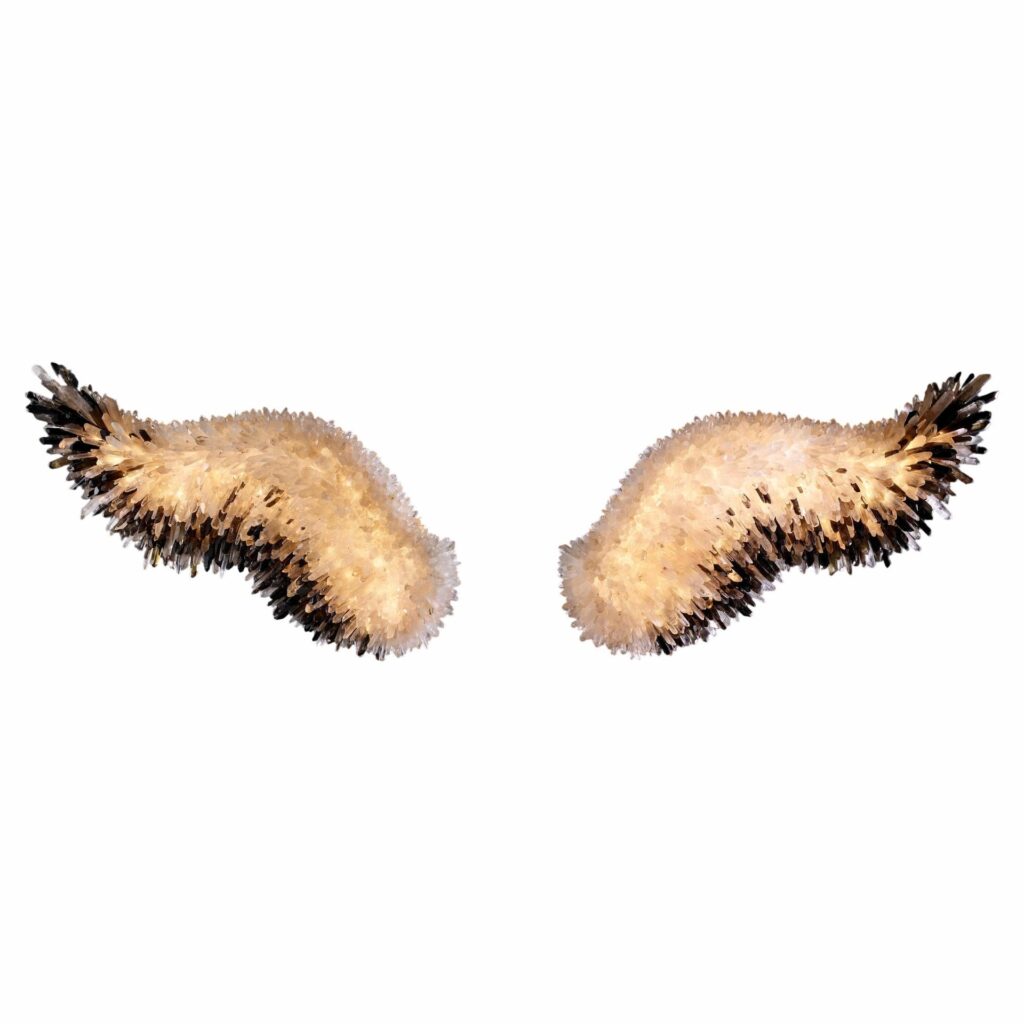 Unique Set of Wings Crystal and Brass Wall Sconce by Christopher Boots 1