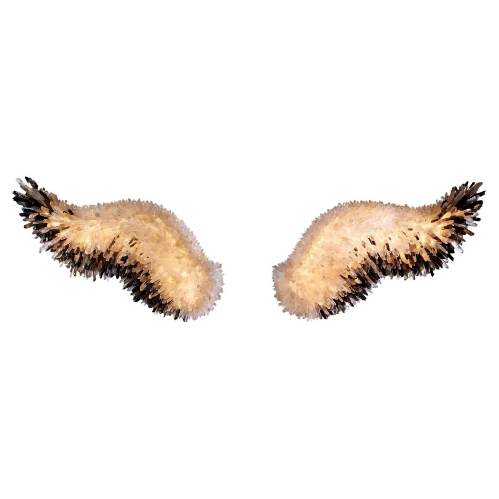 Unique Set of Wings Crystal and Brass Wall Sconce by Christopher Boots 1