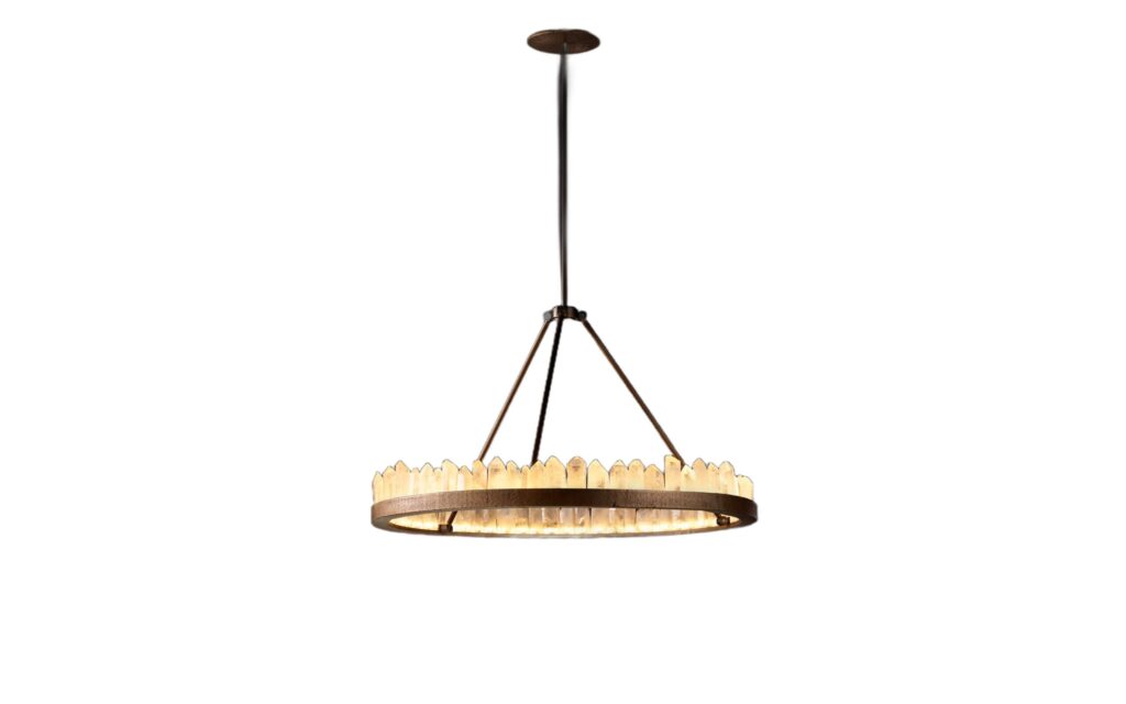 Upward Circular Ring Natural Quartz Crystal Pendant Light by Christopher Boots 1 1