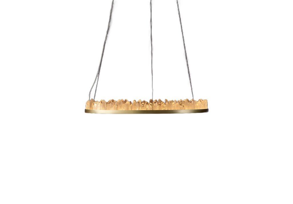 Upward Circular Ring Natural Quartz Crystal Pendant Light by Christopher Boots 1 1