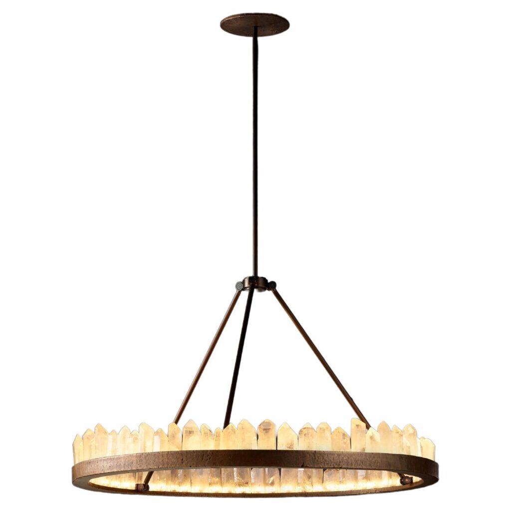 Upward Circular Ring Natural Quartz Crystal Pendant Light by Christopher Boots 1