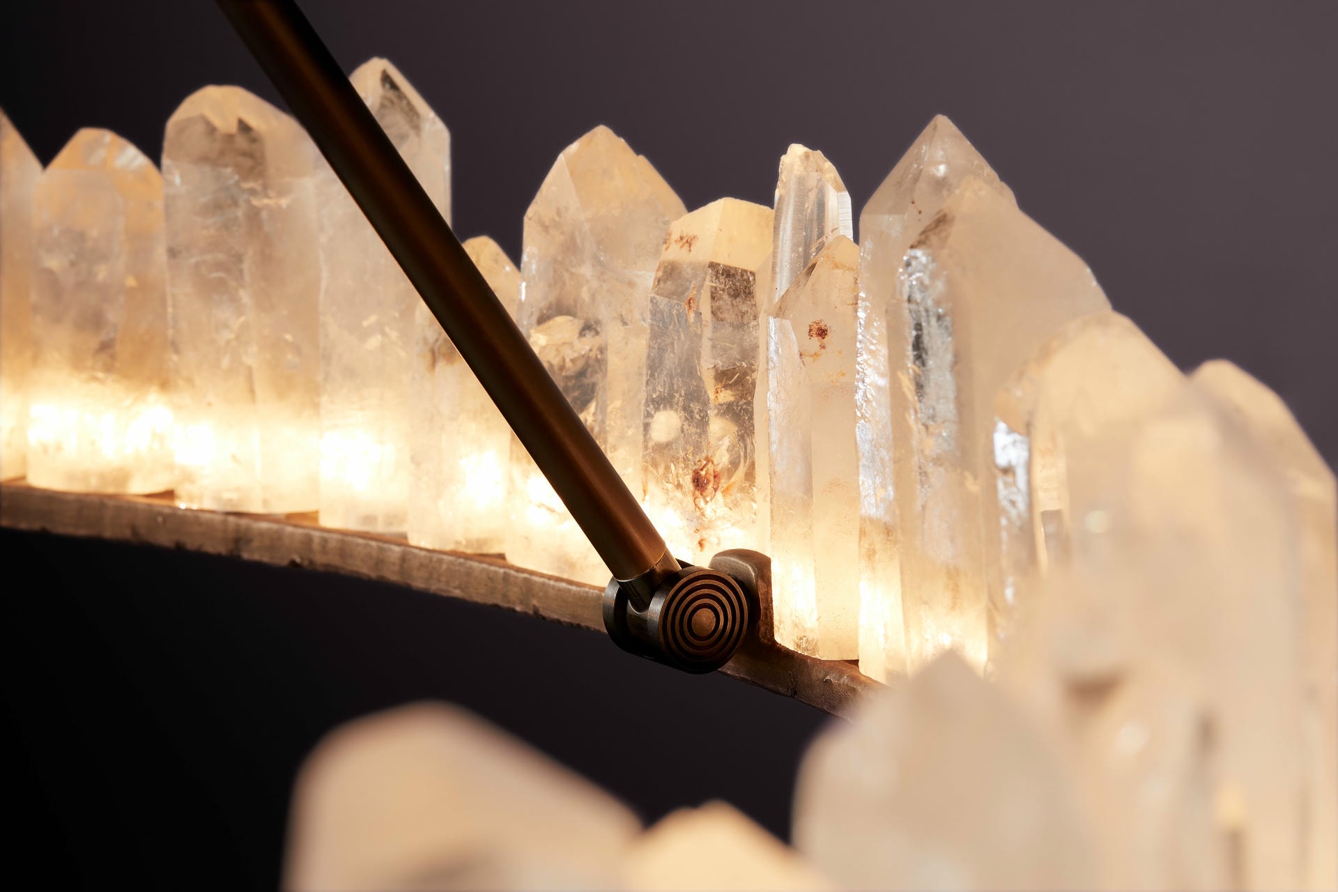 Upward Circular Ring Natural Quartz Crystal Pendant Light by Christopher Boots 6