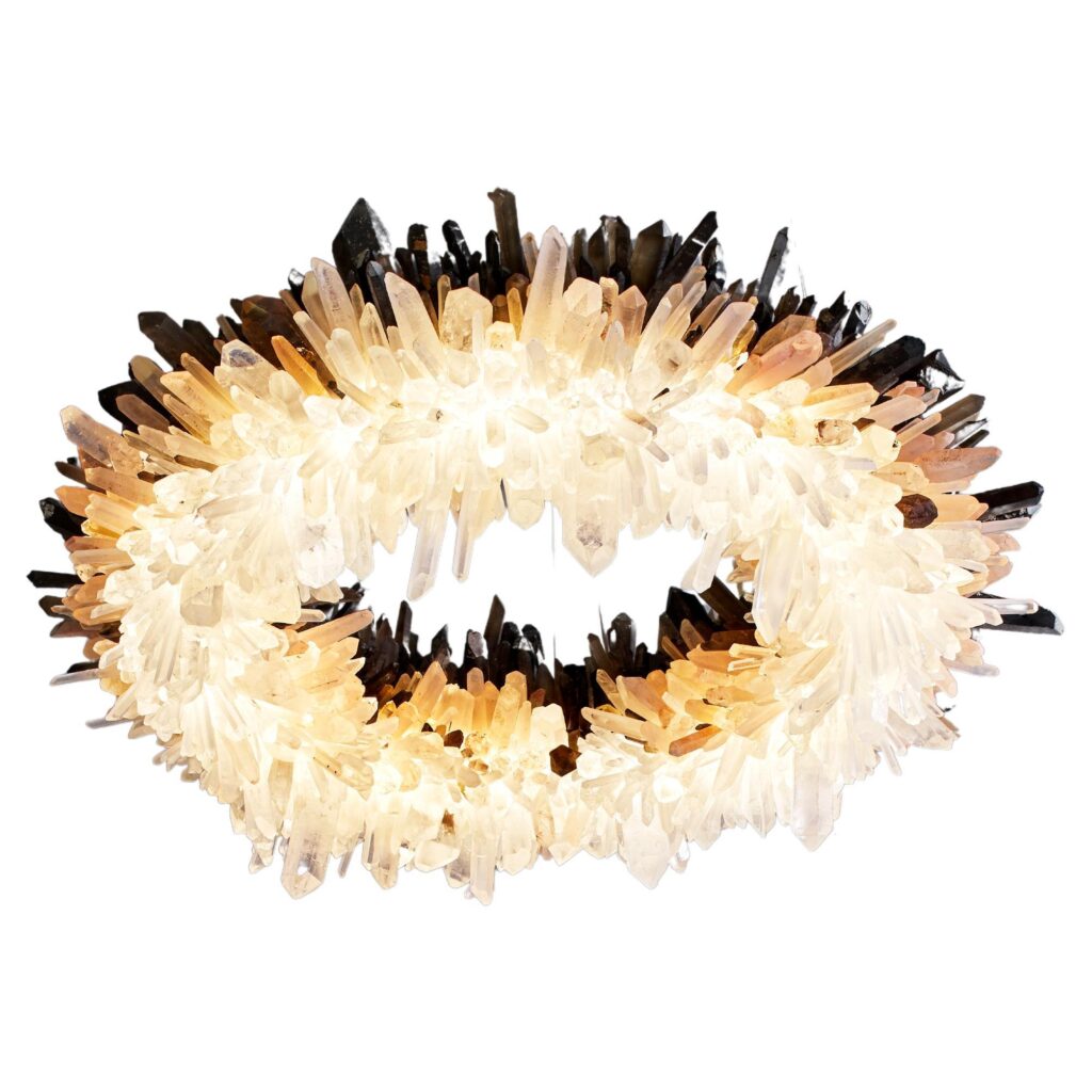 Various Sized, Diamond Ring Gradient Quartz Pendant Light by Christopher Boots 1