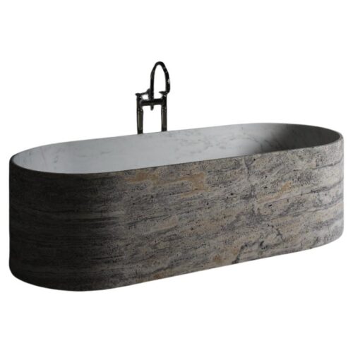 Blessed Tub Circle by Kreoo Post Modern Travertine Marble Design