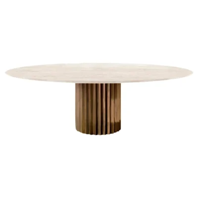Doris Oval Navona Travertine Dining Table by Fred and Juul