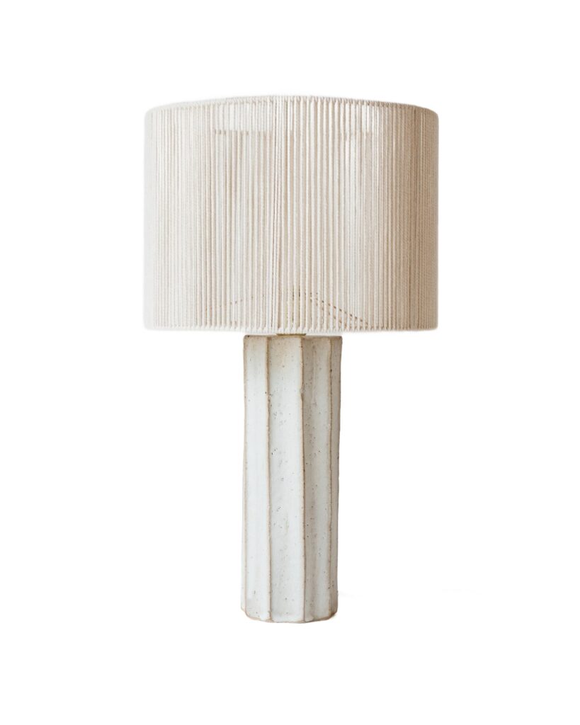 Halo Matte Cream White Ceramic Table Lamp by Grès Éditions 1