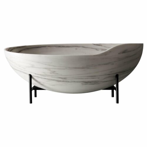 Kora Bathtub by Kreoo Calacatta Carrara Marble Metal Design 1