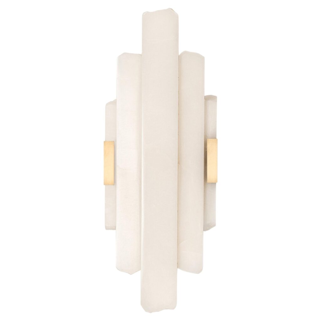 Vertical Arrangement, Off White Onyx and Brass Light Sculpture by Marie Jeunet 1