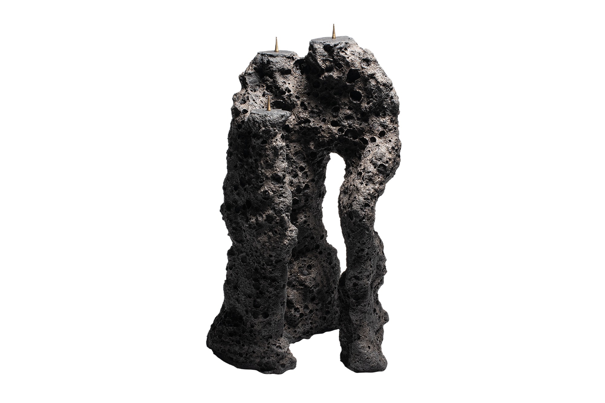Contemporary Dark Grey Ceramic Hand sculpted Candlestand by Niclas Wolf 1