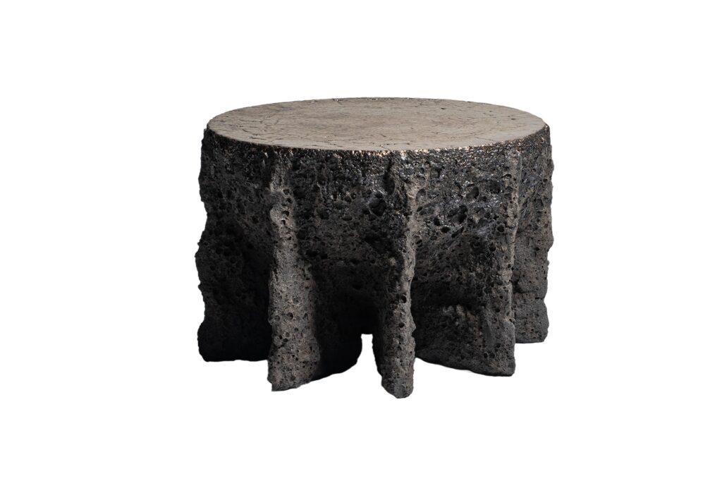 Contemporary Rough Form Dark Grey Ceramic Low Side Table by Niclas Wolf 1 1