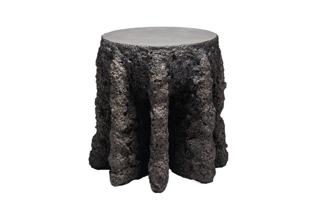 Contemporary Rough Form Dark Grey Ceramic Medium Side Table by Niclas Wolf 1