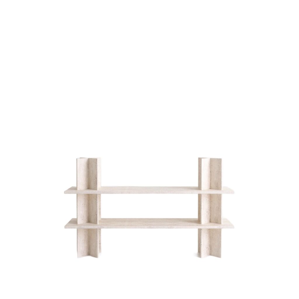 Monument Shelves in White Travertine by Mathieu Girard & Gauthier Pouillart 1