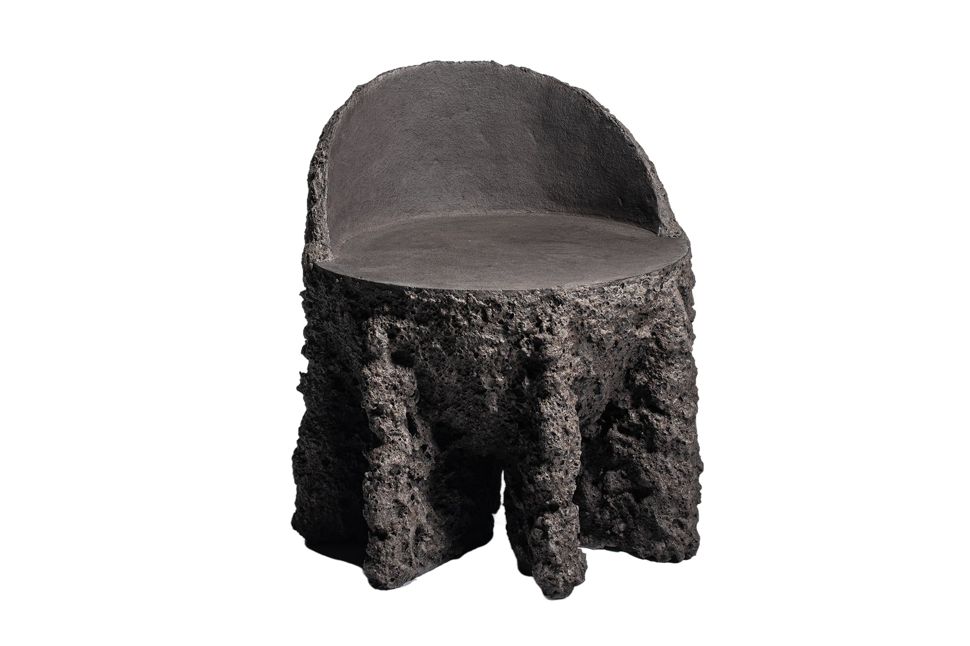 Rough Organic Form, Contemporary Dark Grey Ceramic Armchair by Niclas Wolf 1