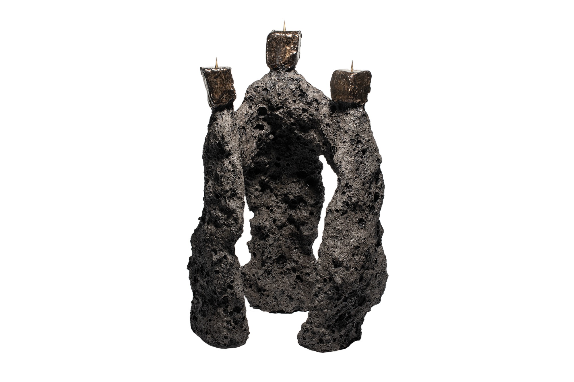 Three Formations, Dark Grey Ceramic Hand sculpted Candlestand by Niclas Wolf 1 1
