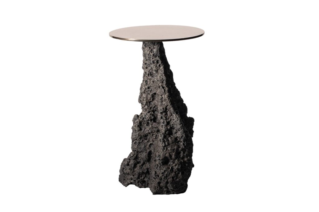 Unique Organic Form Natural Clay Table, Golden Bronze Top by Niclas Wolf 1 1