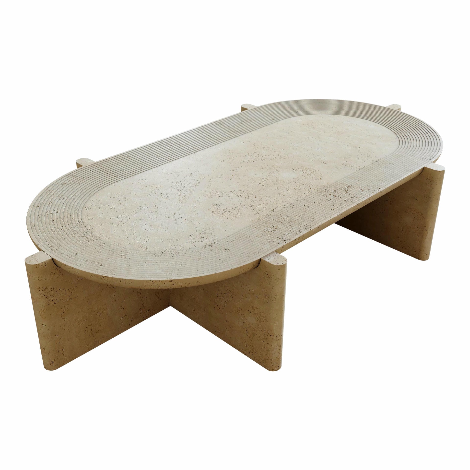 Arkhe Oval No 4 Travertine Coffee Table by Studio Kali 1