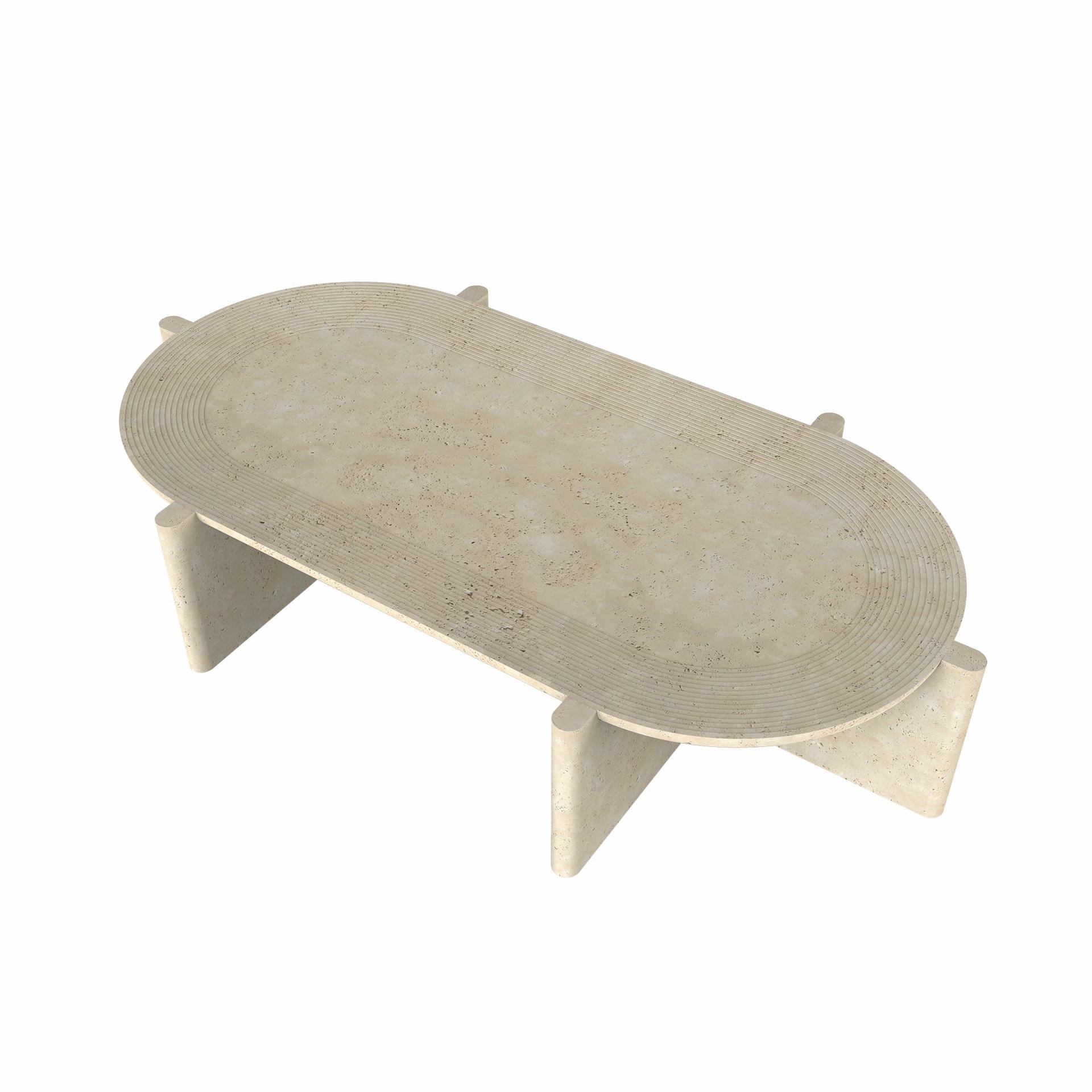 Arkhe Oval No 4 Travertine Coffee Table by Studio Kali 5