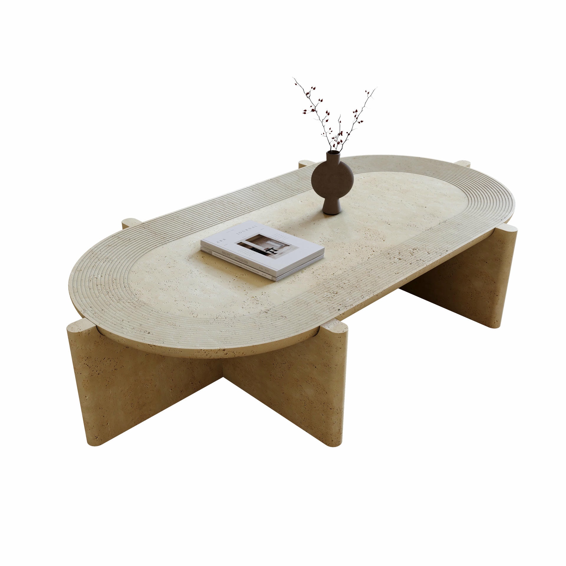 Arkhe Oval No 4 Travertine Coffee Table by Studio Kali 6