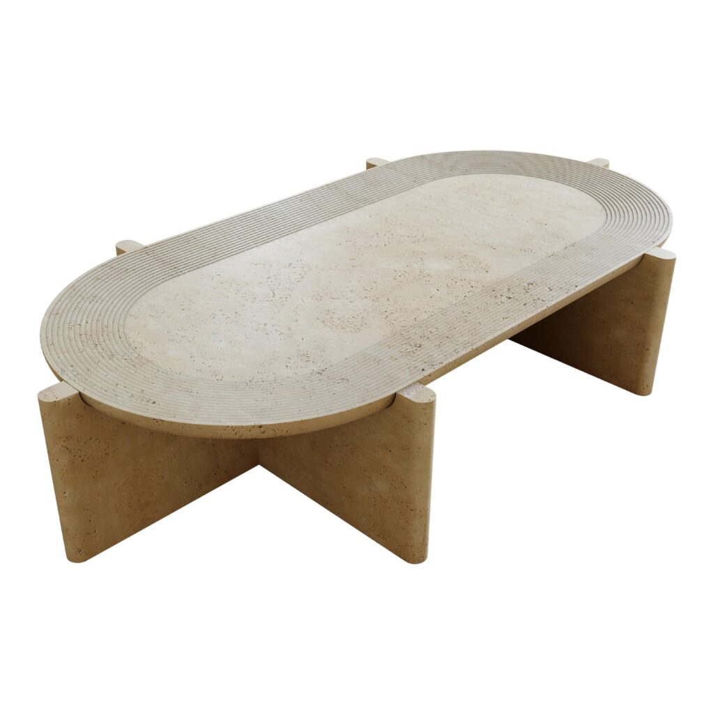 Arkhe Oval No. 4 Travertine Coffee Table by Studio Kali 1