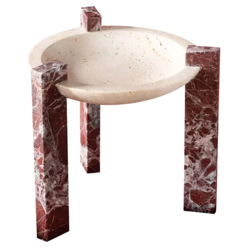 Block Stand High Travertine Centerpiece by Studionudo 1