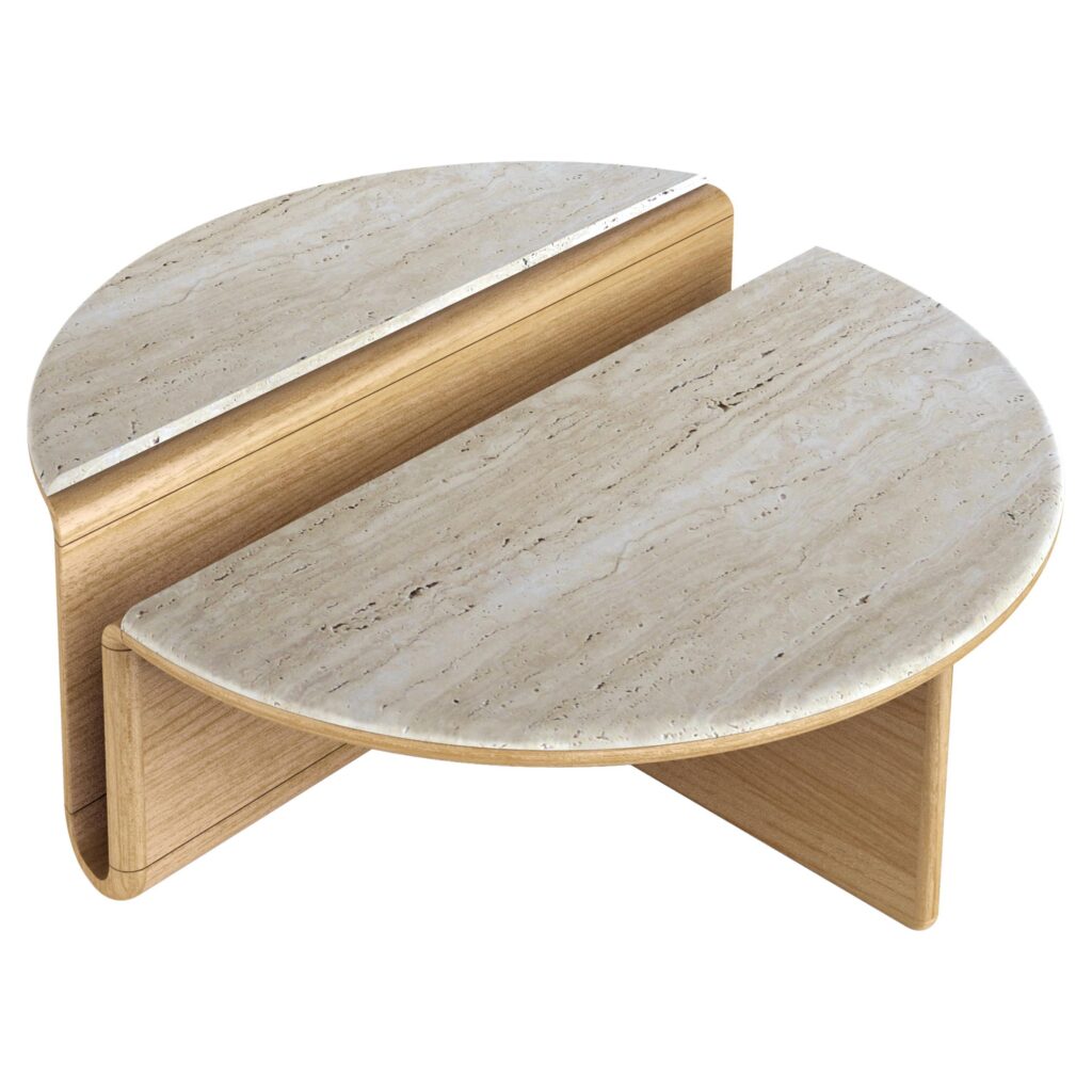 Kanyon Oak And Travertine Coffee Table by Studio Kali 1