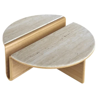 Kanyon Oak And Travertine Coffee Table by Studio Kali