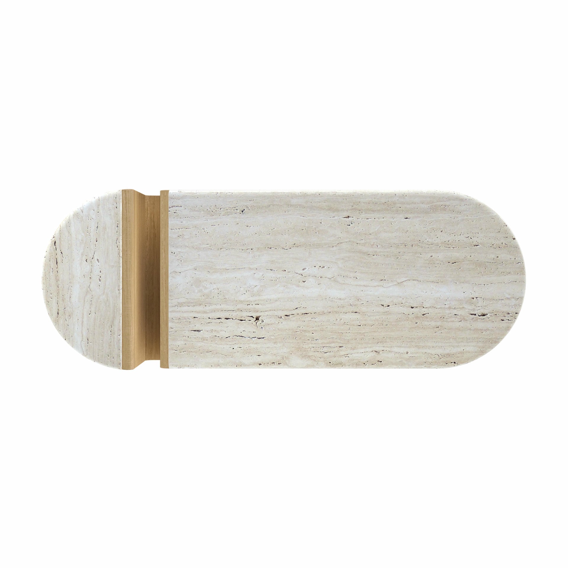Kanyon Oval Oak And Travertine Coffee Table by Studio Kali 4