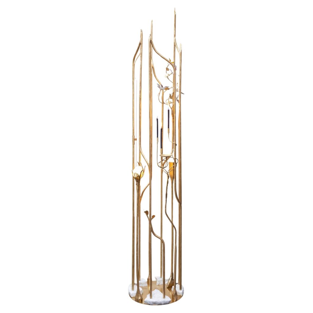 Medici Inspired Gilded Brass & Marble Contemporary Floor Lamp by Morghen Studio 1
