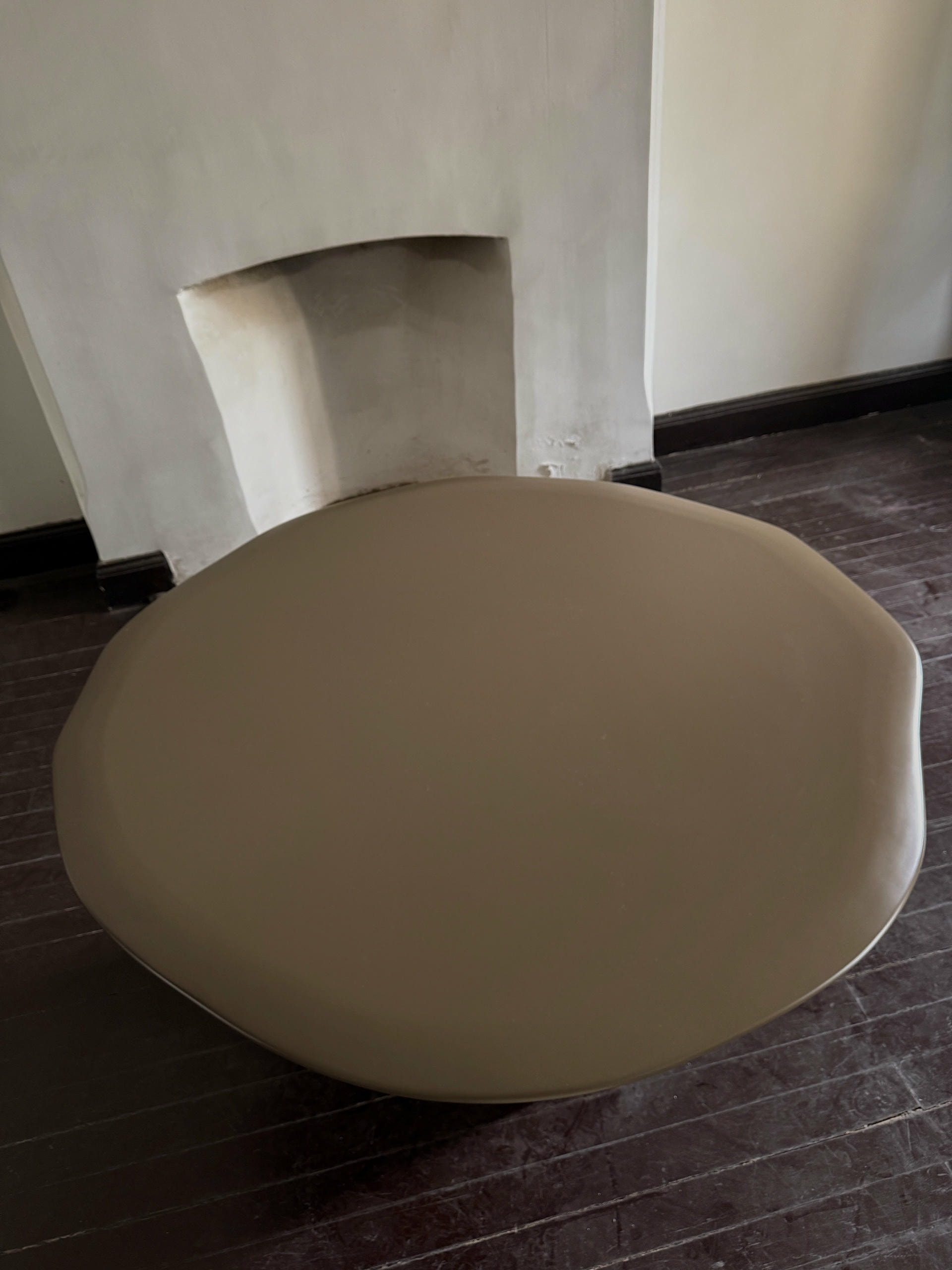 Contemporary Sculpted Organic Leg Round Top Brown Wood Table by kar 6