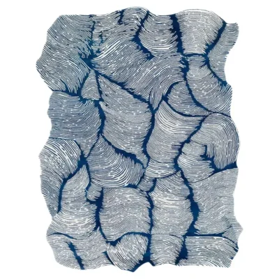 Rectangular Blue Oceano 360 Rug by Mohebban