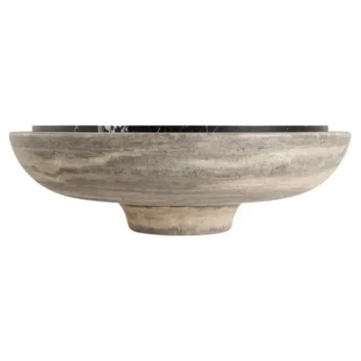 Soleil Silver Travertine and Marquina Marble Coffee Table by Verena Brausch