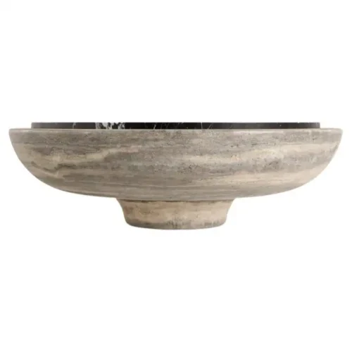 Soleil Silver Travertine and Marquina Marble Coffee Table by Verena Brausch 1