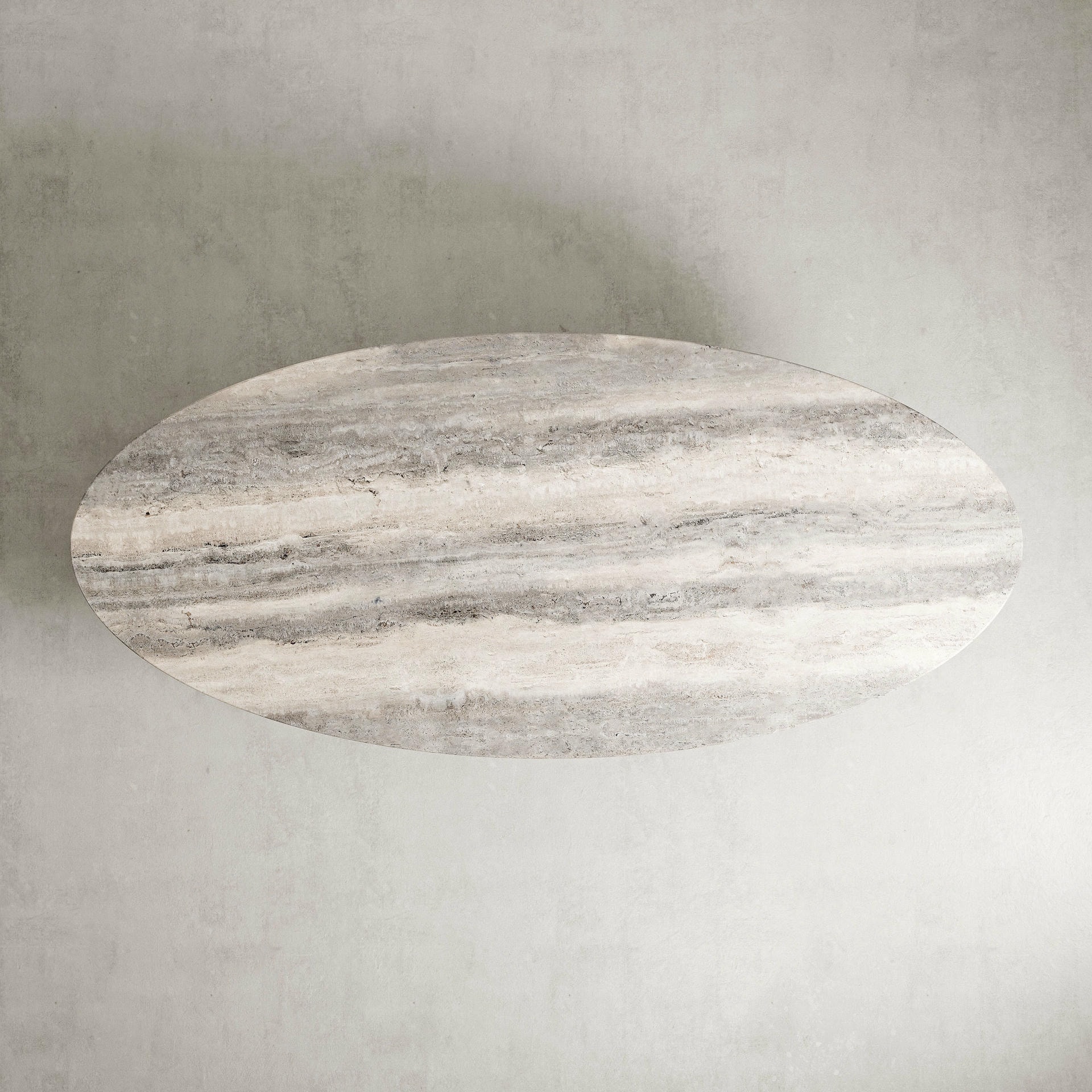 Tomoon 20 Dining Table by Verena Brausch in Silver Travertine Steel 4