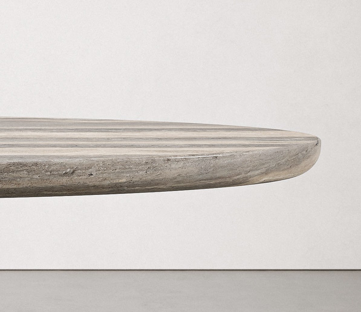 Tomoon 20 Dining Table by Verena Brausch in Silver Travertine Steel 5