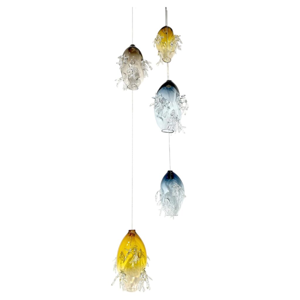 5 Glass Spheres Dryade Chandelier by Emilie Lemardeley 1