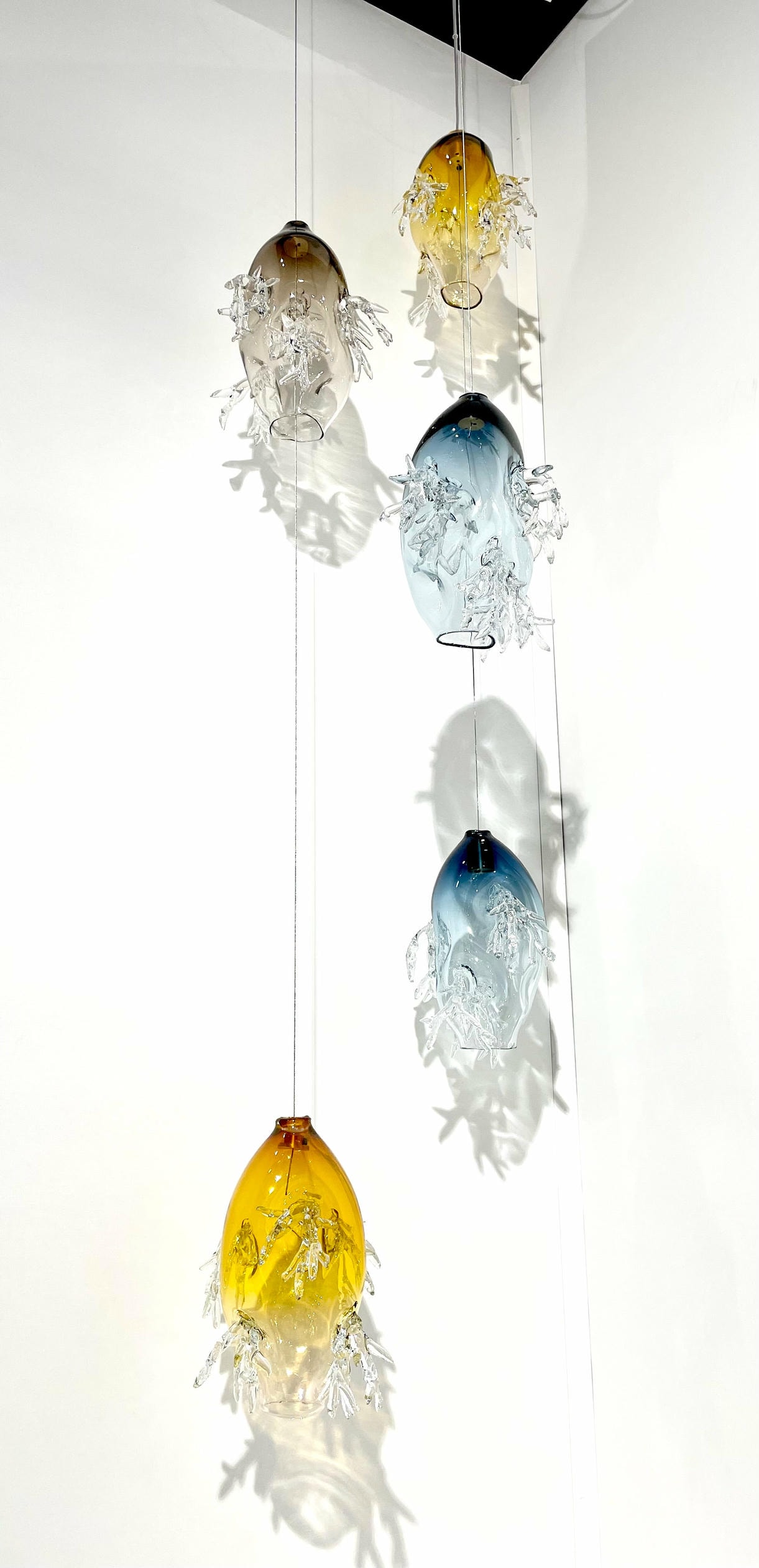 5 Glass Spheres Dryade Chandelier by Emilie Lemardeley 2