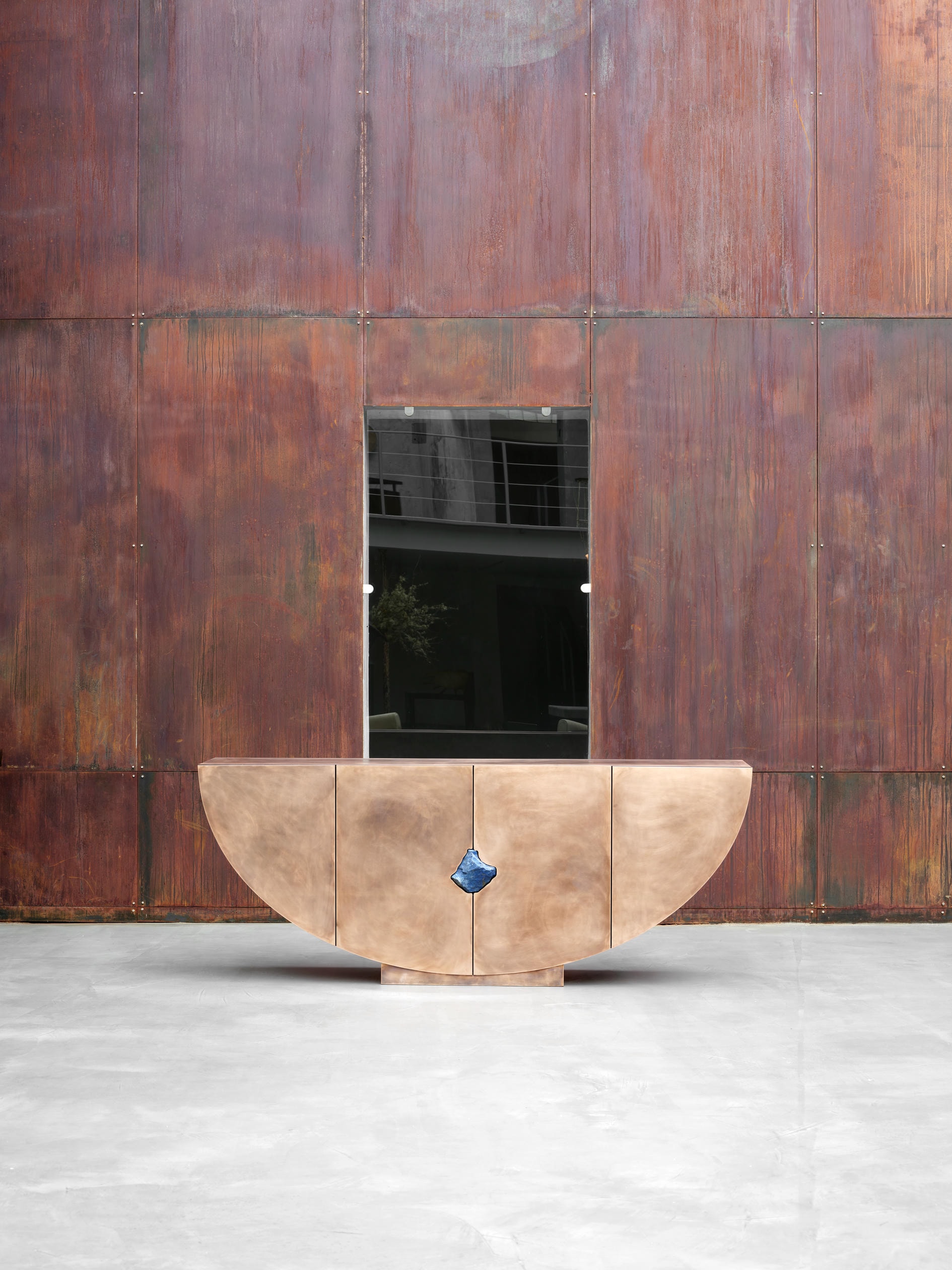 Bow Console With Lapis Lazuli Stone by Pierre De Valck 2
