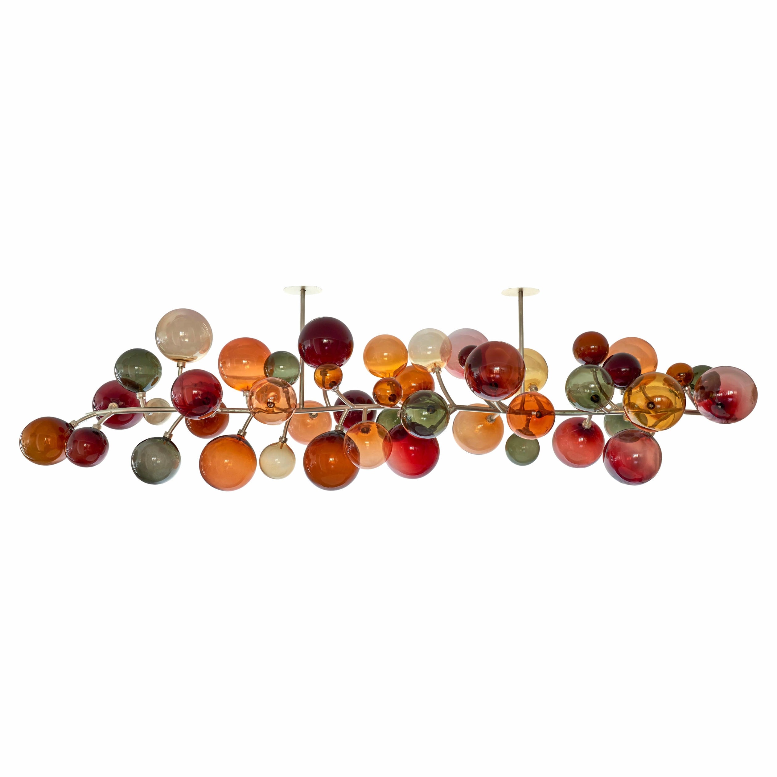 Multicolor blown glass and brass contemporary chandelier light Emilie Lemardeley 1