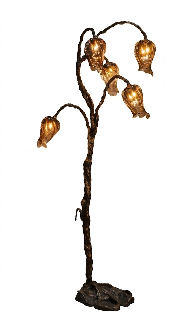 Eurydice Bronze And Hand Blown Glass Decorative Floor Lamp by Emilie Lemardeley 0