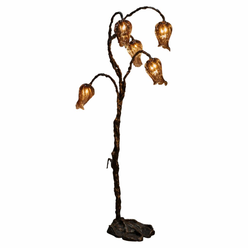 Eurydice Bronze And Hand Blown Glass Decorative Floor Lamp by Emilie Lemardeley 1
